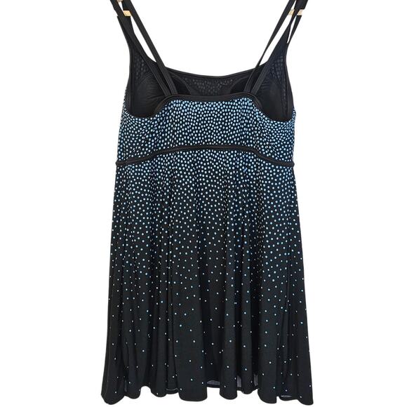 Robby Len Modest Polka Dot Blue and Black Empire Swim‎ Dress Swimsuit Size 16W - Picture 4 of 12